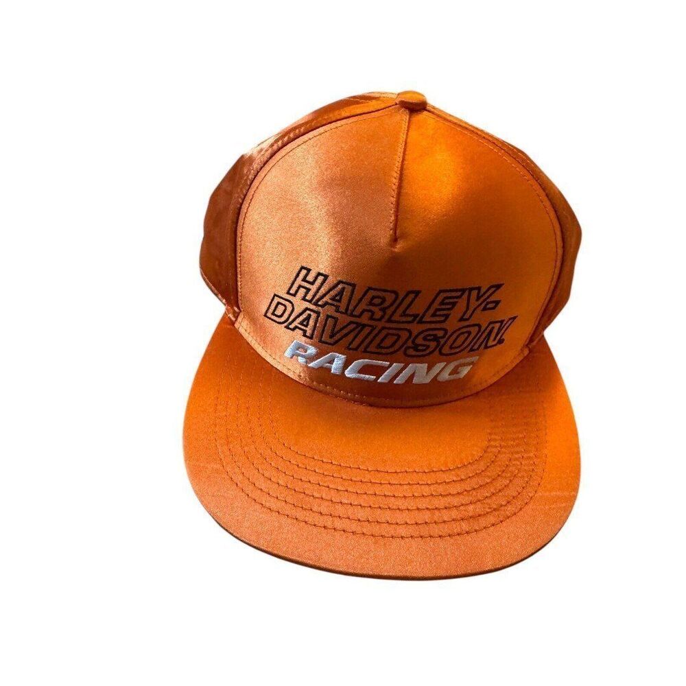 Harley Davidson Screamin Eagle Satin Adjustable Baseball Cap Hat Orange NEW